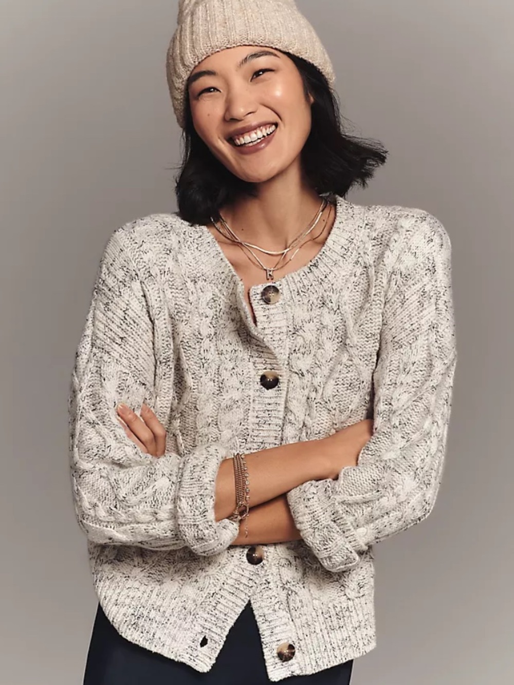 Anthropologie Maeve Wool Blend Cable-Knit Cardigan Sweater Size Small